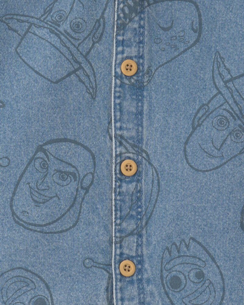 Toddler Boy 2-Piece Pixar&copy; Toy Story Chambray Short-Sleeve Top & Short Set - Medium Wash, image 2 of 2 slides