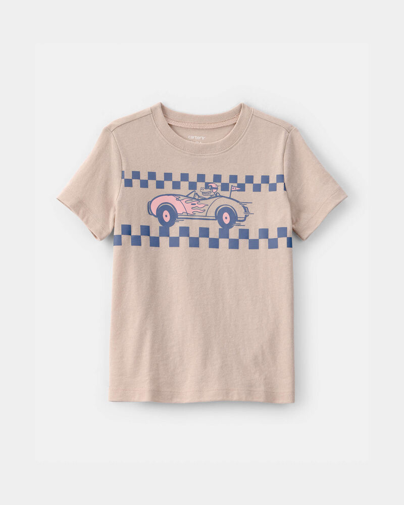 Toddler Boy Alligator Race Car Graphic Tee - Tan, image 1 of 3 slides