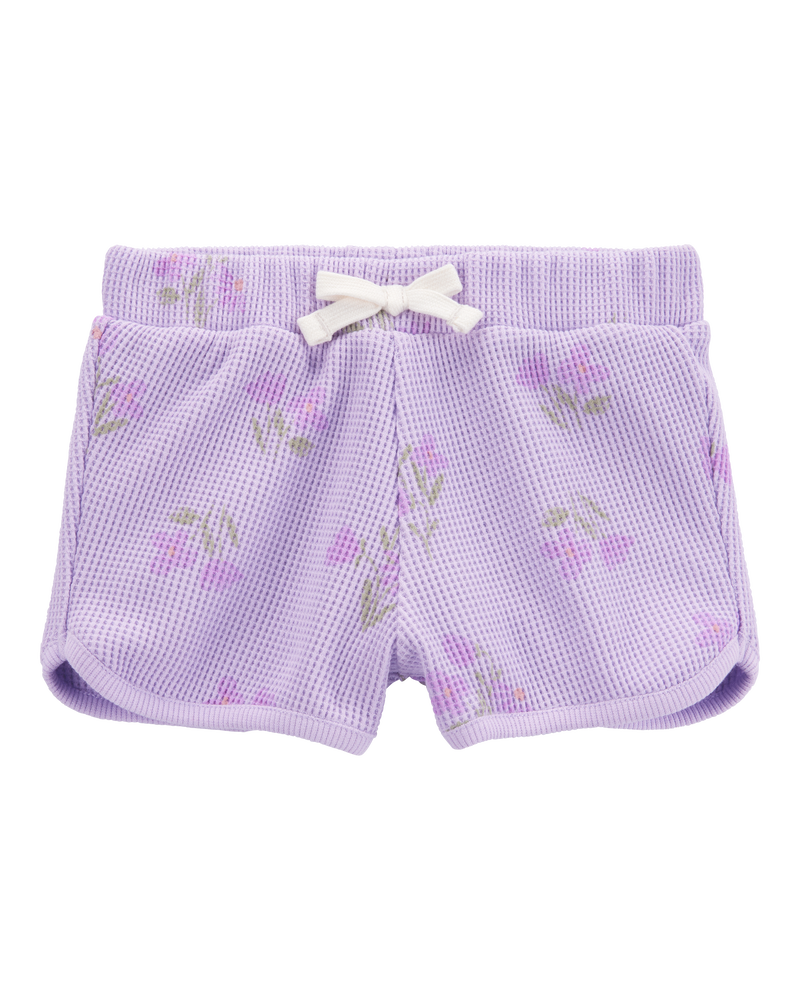 Toddler Floral Waffle Knit Shorts - Purple, image 1 of 6 slides