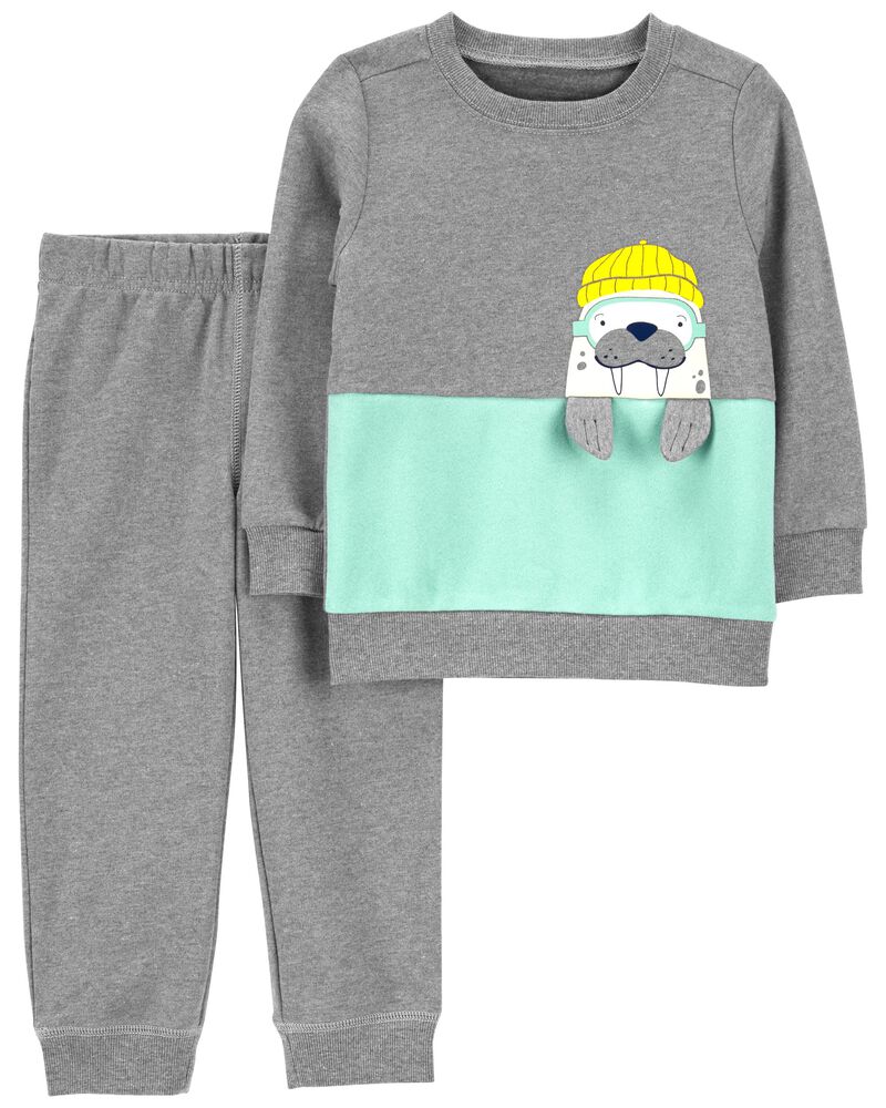 2-Piece Walrus Fleece Top & Jogger Set, image 1 of 2 slides