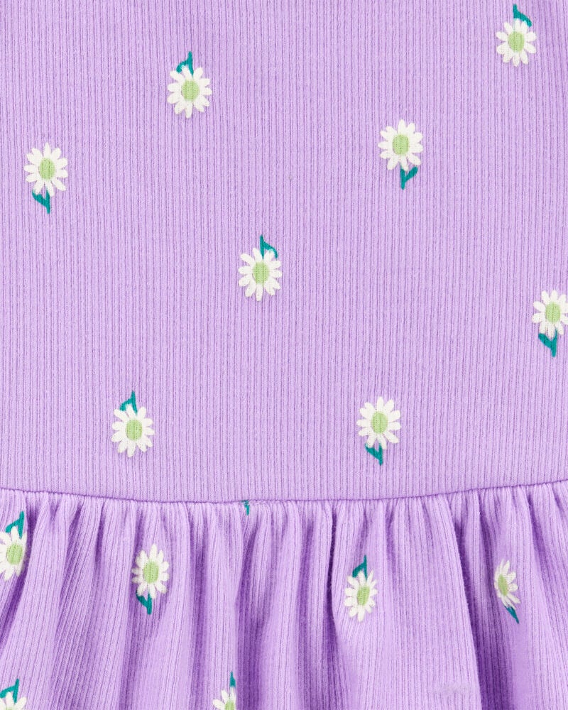 Baby 2-Piece Floral Peplum Bodysuit Pant Set - Purple, image 2 of 3 slides