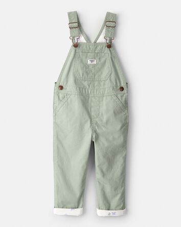 Toddler Girl Butterfly-Lined Canvas Overalls - Green, 
