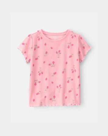 Filles - Pyjama 2 pi&egrave;ces ample en tissu c&ocirc;tel&eacute;, fraises - Rose, 