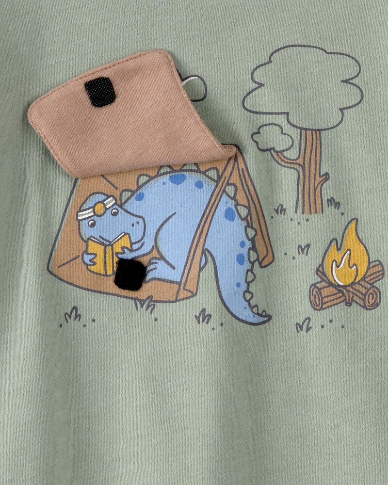 B&eacute;b&eacute; gar&ccedil;on - T-shirt &agrave; imprim&eacute; dinosaure en camping - Vert, image 4 sur 4 diapositives