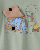 B&eacute;b&eacute; gar&ccedil;on - T-shirt &agrave; imprim&eacute; dinosaure en camping - Vert, image 4 sur 4 diapositives