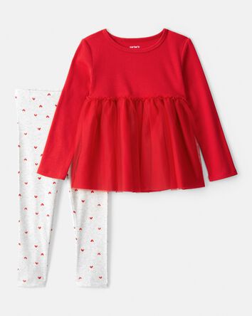 Tout-petit fille - Ensemble t-shirt &agrave; manches longues et pantalon St-Valentin&nbsp;&ndash; Rouge, 