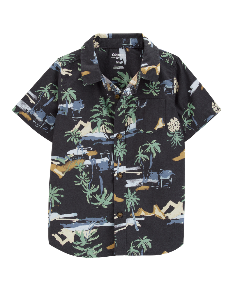 Baby Short-Sleeve Tropical Print Button-Front Shirt, image 1 of 3 slides
