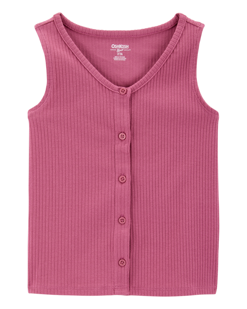 Kid Ribbed Button-Down Vest - Purple, image 1 of 3 slides