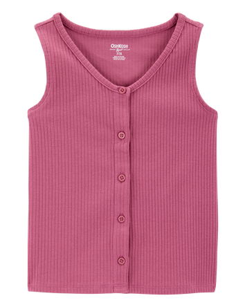 Kid Ribbed Button-Down Vest - Purple, 