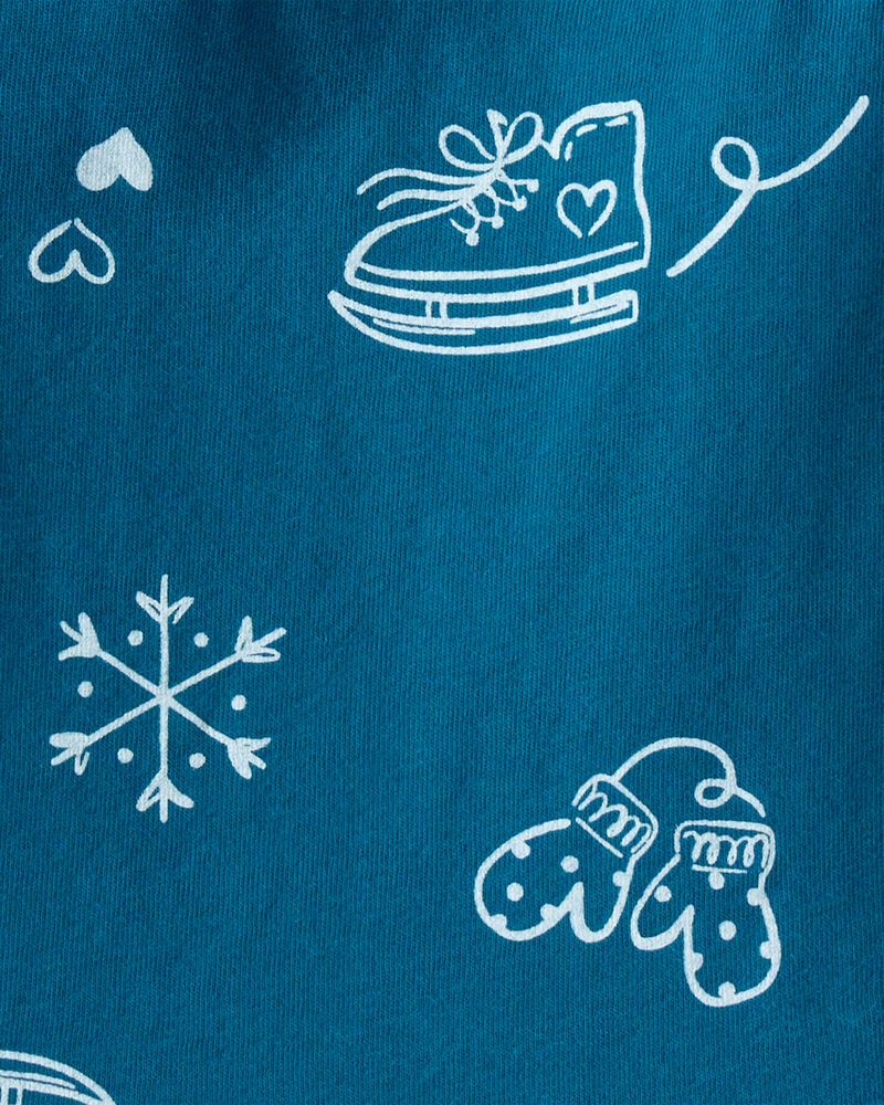 Baby Girl Winter Print Long-Sleeve Peplum Top - Blue, image 2 of 3 slides