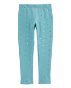 Girls Metallic Heart Cozy Fleece Leggings, image 2 of 5 slides