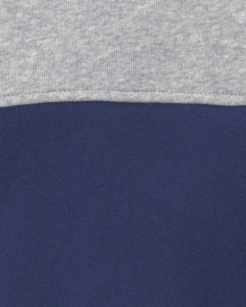 Boys Color Block Fleece Quarterzip Pullover Sweatshirt - Navy Blue/Grey, image 2 of 3 slides