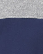 Boys Color Block Fleece Quarterzip Pullover Sweatshirt - Navy Blue/Grey, image 2 of 3 slides