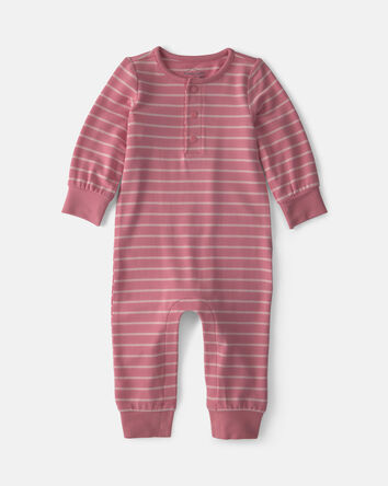 B&eacute;b&eacute; fille - Combinaison PurelySoft manches longues et rayures &ndash; Rose, 