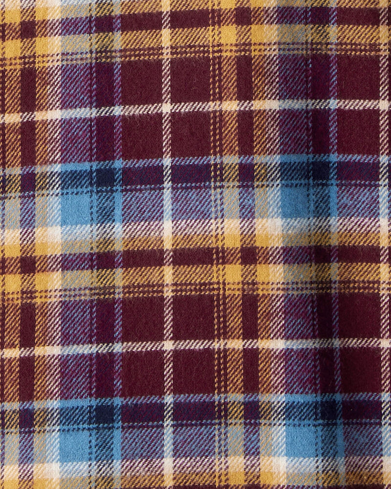 Boys Plaid Hooded Button-Down Shirt, image 2 of 3 slides