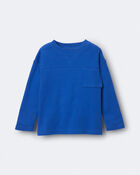 Toddler Ribbed Long-Sleeve Pocket Tee - Royal Blue, image 2 of 5 slides