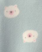 Baby Girl Bear Fleece 2-Way Zip Sleeper - Green, image 5 of 6 slides