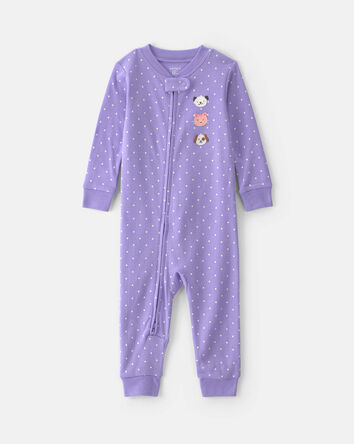 Toddler Girl 1-Piece Pets 100% Cotton Snug Fit Pyjama - Purple, 
