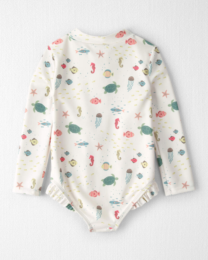 Toddler Girl Recycled Rashguard Swimsuit in Under the Sea, image 3 of 5 slides