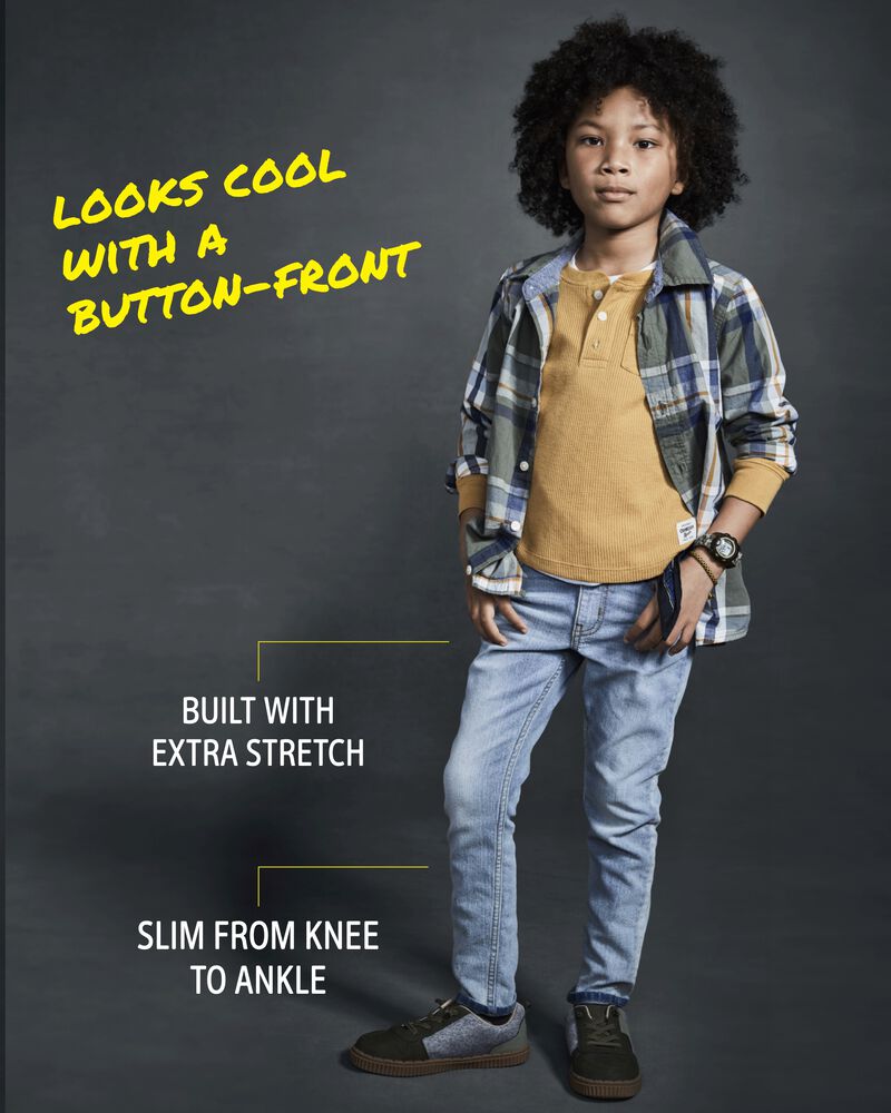 Kid Skinny Jeans In Sun Faded Light Wash, image 2 of 5 slides