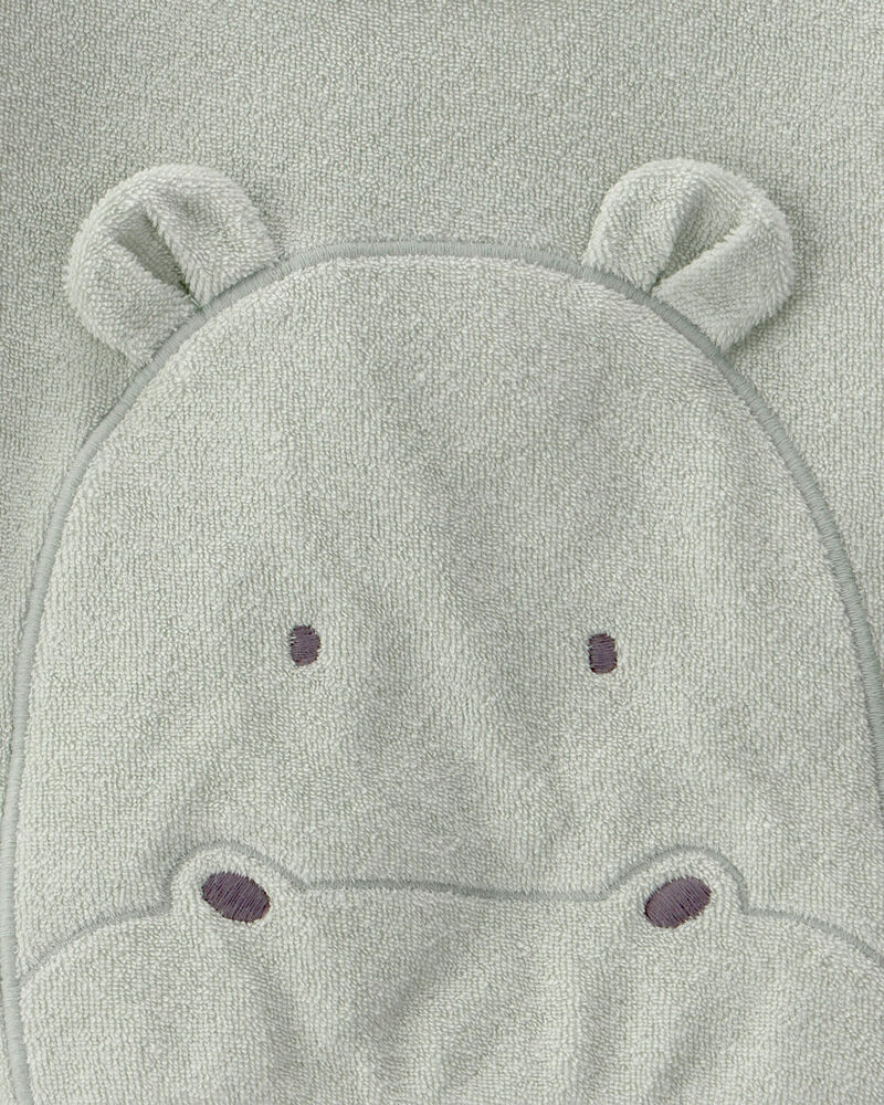 Baby Hippo Terry Pullover Sweatshirt - Green, image 2 of 3 slides