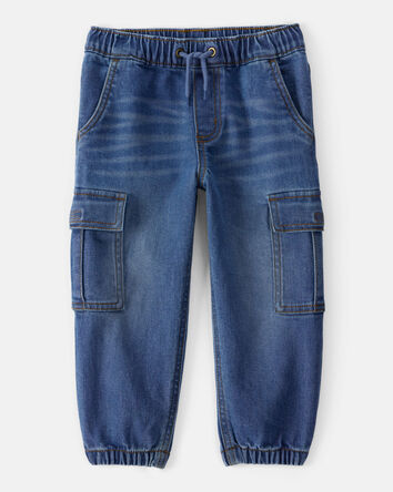 Tout-petit garçon - Joggers cargo en denim - Lavage foncé, 
