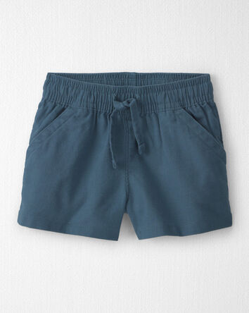 Baby Boy 2-Piece Linen Top & Short Set Made with Organic Cotton in Blue Hibiscus, 