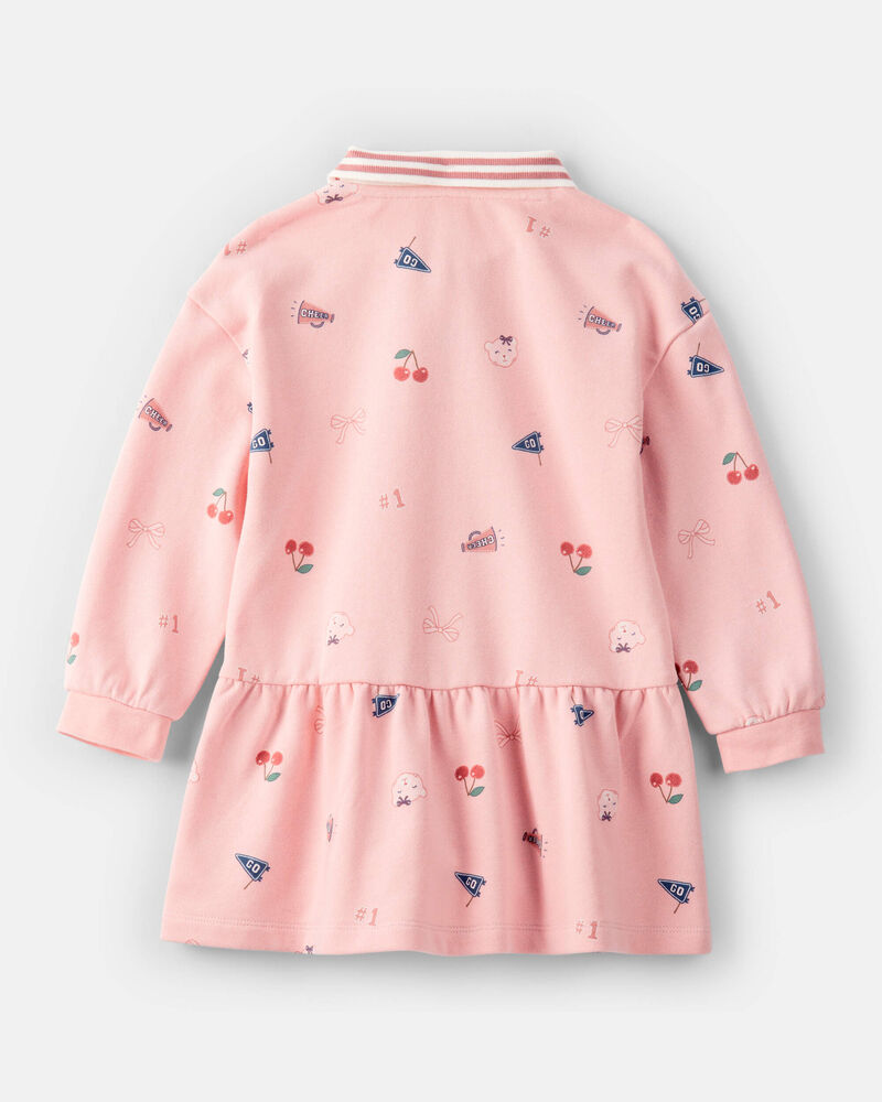 Toddler Girl French Terry Long-Sleeve Dress - Pink, image 2 of 4 slides