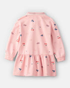 Toddler Girl French Terry Long-Sleeve Dress - Pink, image 2 of 4 slides