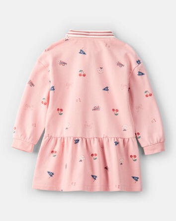 Tout-petit fille - Robe à manches longues en tissu bouclette - Rose, 