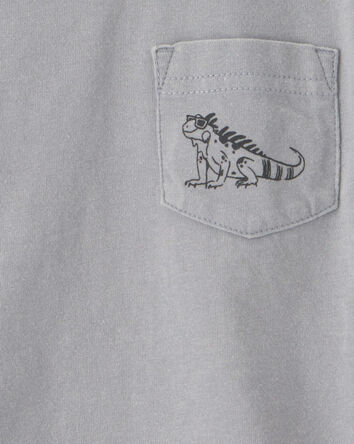 B&eacute;b&eacute; gar&ccedil;on - T-shirt &agrave; imprim&eacute; de l&eacute;zard sur la poche - Gris, 