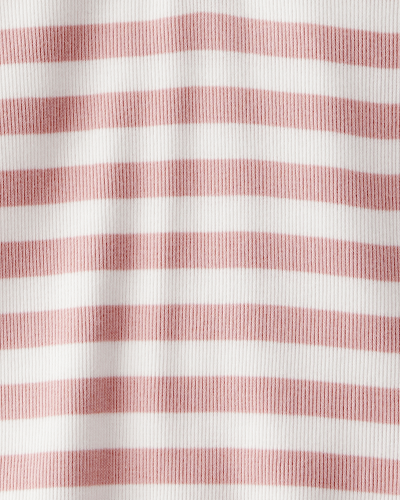 Kid Ribbed Henley Striped Long-Sleeve Shirt - Pink, image 2 of 3 slides