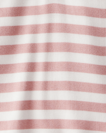Kid Ribbed Henley Striped Long-Sleeve Shirt - Pink, 