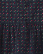 Toddler Girl Organic Cotton Dobby Dress in Navy Floral, image 4 of 5 slides