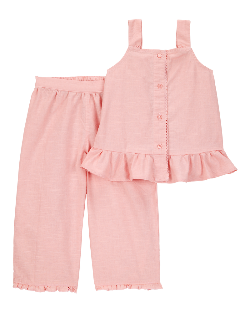 Toddler 2-Piece Button-Down Tank & Pull-On Pant Set, image 1 of 3 slides