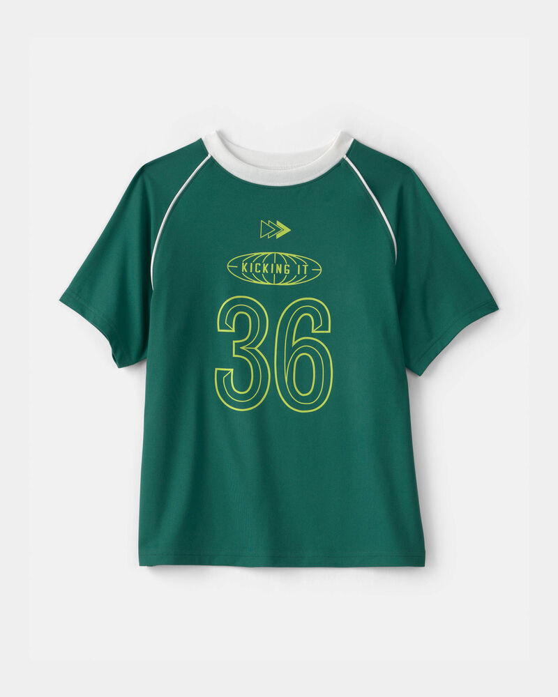 Boys 'Kicking It' Active Graphic Tee - Green, image 1 of 3 slides