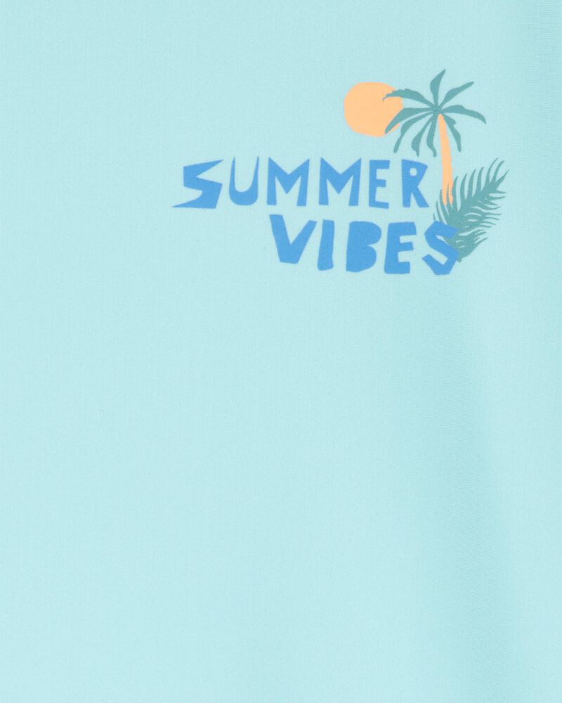 Kid Summer Vibes Short-Sleeve Rashguard - Blue, image 2 of 3 slides