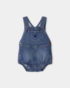 Baby Disney&copy; Winnie the Pooh Embroidered Stretch Denim Bubble Romper - Medium Wash, image 5 of 7 slides