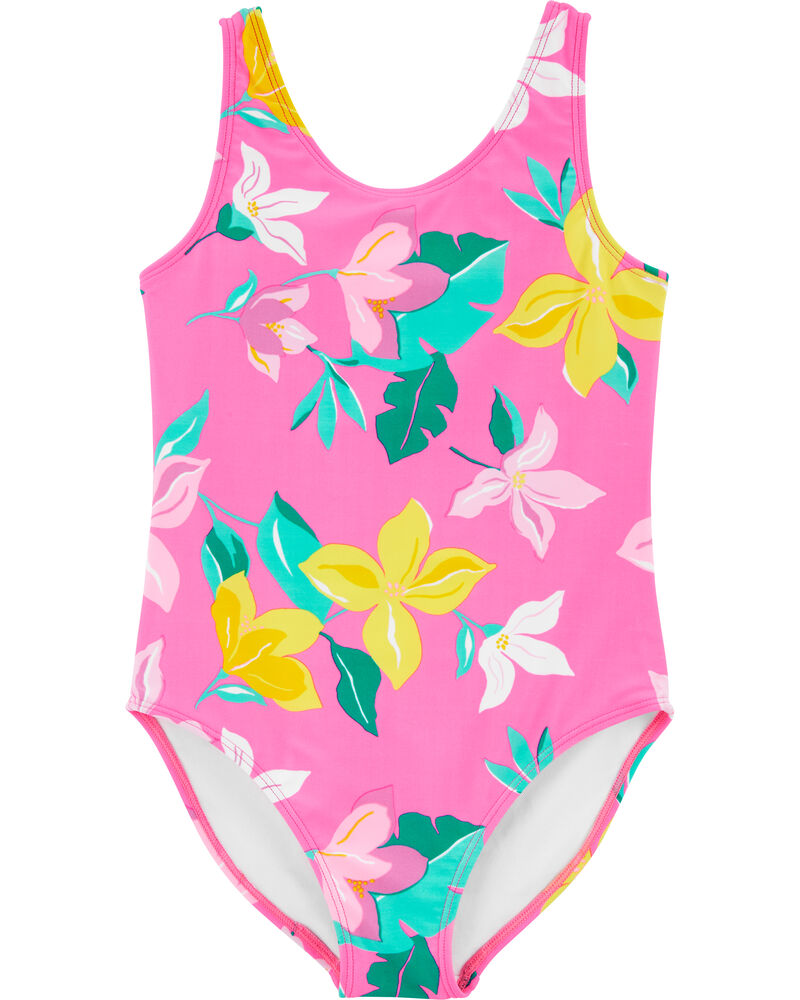 brown floral swimsuit