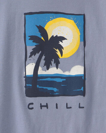 Gar&ccedil;ons - T-shirts &agrave; imprim&eacute; plage &laquo;Chill&raquo; - Bleu, 