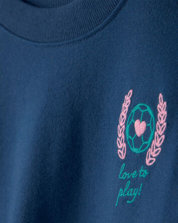 Girls French Terry Pullover Sweatshirt - Blue, 