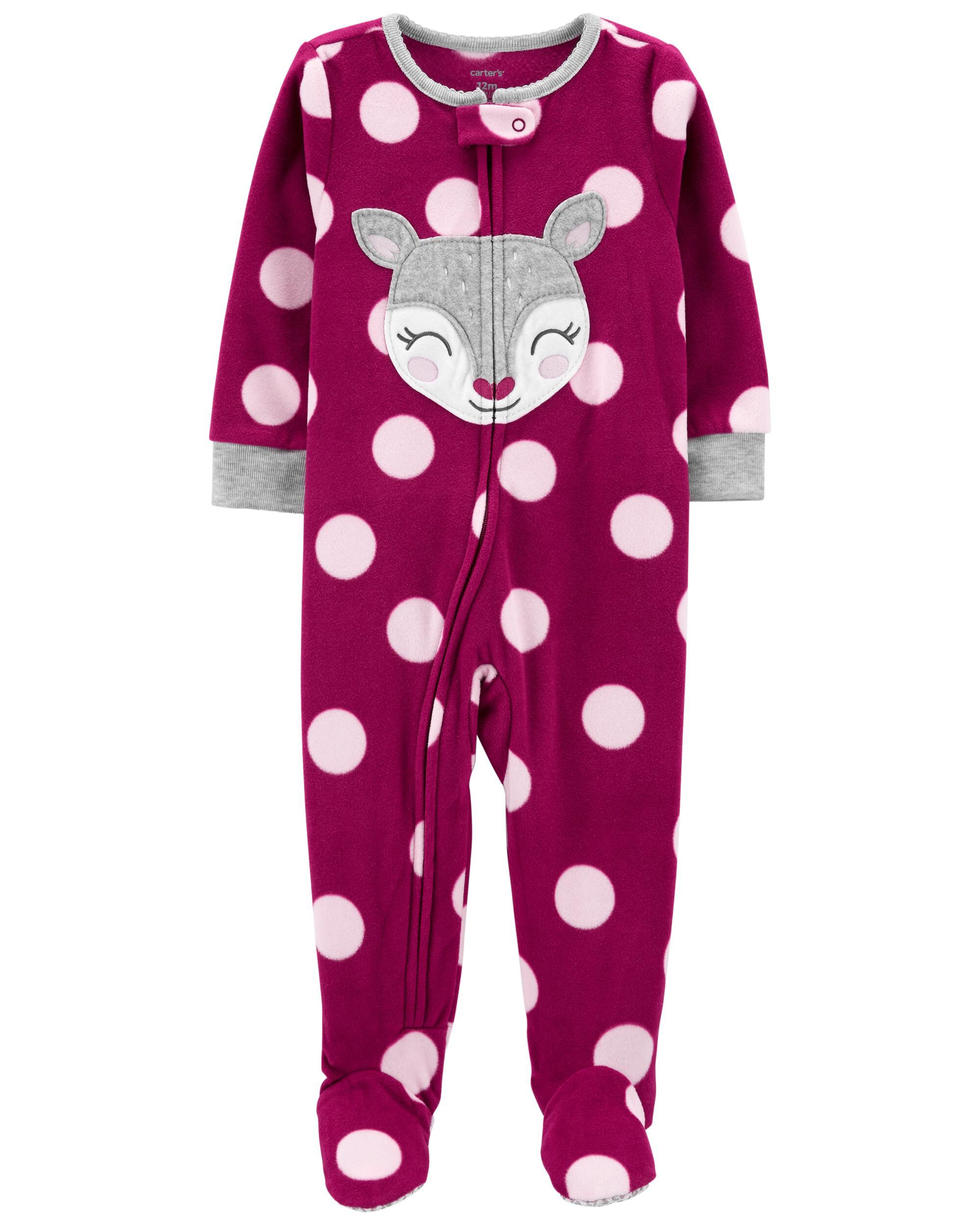 1 Piece Deer Fleece Footie PJs