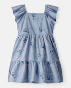 Toddler Girl Bluey Floral Print Denim Dress - Blue, image 1 of 4 slides