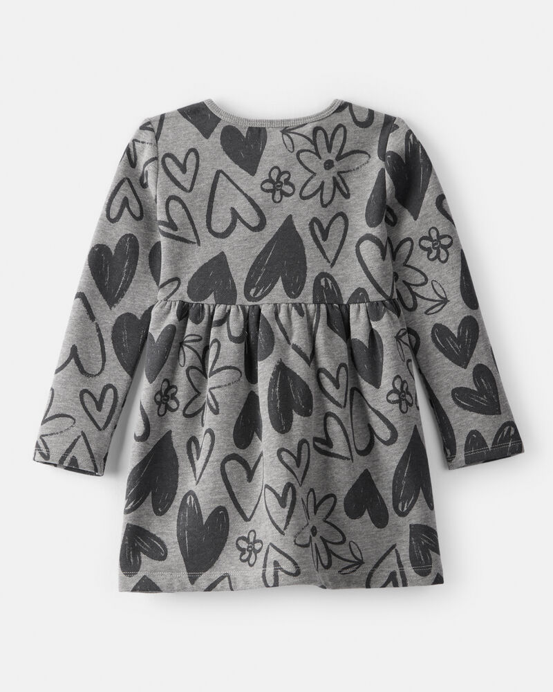 Toddler Girl DayDream Fleece Heart Knit Dress - Grey, image 2 of 4 slides