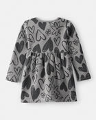 Toddler Girl DayDream Fleece Heart Knit Dress - Grey, image 2 of 4 slides