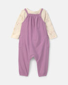 Baby Girl 2-Piece Long-Sleeve Overall Set - Purple, image 2 of 6 slides