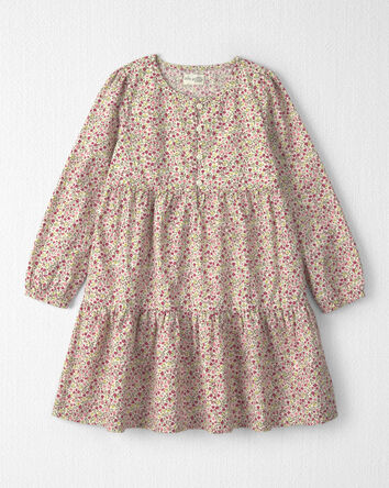 Girls Organic Cotton Dobby Dress in Floral, 