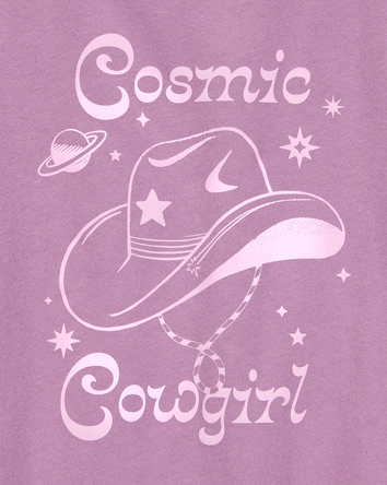 Kid Cosmic Cowgirl Short-Sleeve Graphic Tee - Purple, 