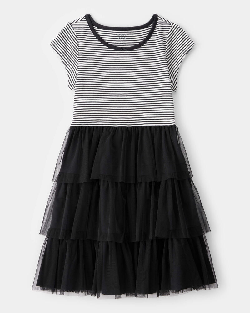 Kid Halloween Striped Tiered Tulle Dress, image 1 of 4 slides