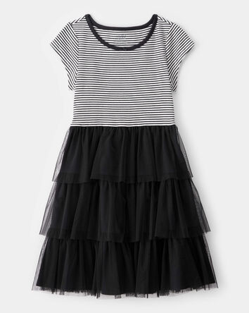 Kid Halloween Striped Tiered Tulle Dress, 